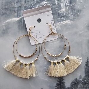 Double Hoop Tassel Earrings